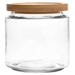 Porta Mantimento 1,5l Com Tampa De Bambu Oasis Vidro